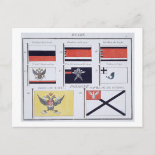 Russische vlaggen, uit een Frans vlagboek, c.1819 Briefkaart