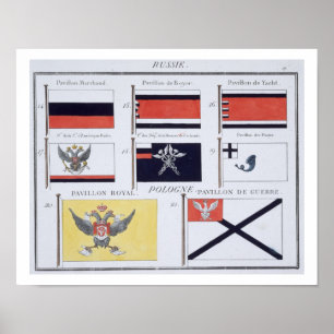 Russische vlaggen, uit een Frans vlagboek, c.1819 Poster