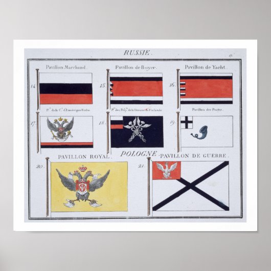 Russische vlaggen, uit een Frans vlagboek, c.1819 Poster (Voorkant)