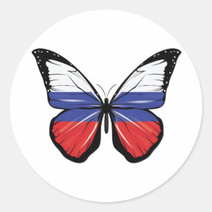 Russische vlindervlag ronde sticker