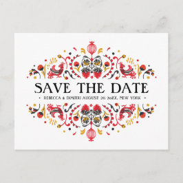 Russische volkskunst khokhloma bruiloft aankondigingskaart