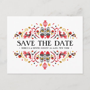 Russische volkskunst khokhloma bruiloft aankondigingskaart