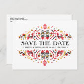 Russische volkskunst khokhloma bruiloft aankondigingskaart (Voorkant / Achterkant)