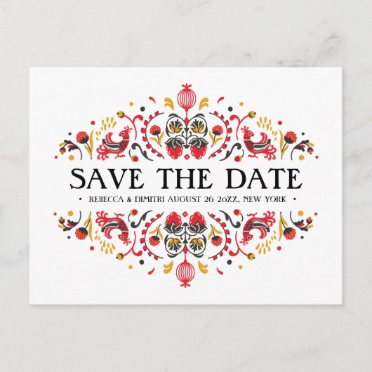 Russische volkskunst khokhloma bruiloft aankondigingskaart (Voorkant)