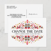 Russische Volkskunst Khokhloma bruiloft UITSTEL Aankondigingskaart (Voorkant / Achterkant)