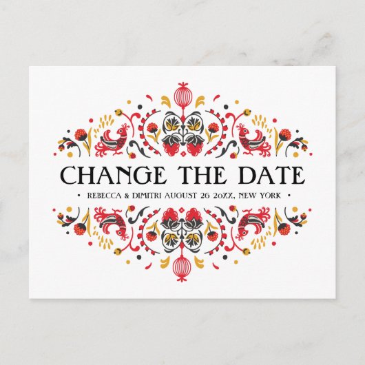 Russische Volkskunst Khokhloma bruiloft UITSTEL Aankondigingskaart (Voorkant)