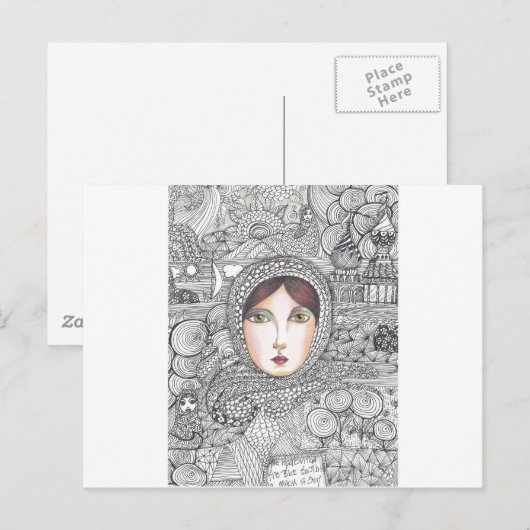 russische vrouw briefkaart (Voorkant / Achterkant)