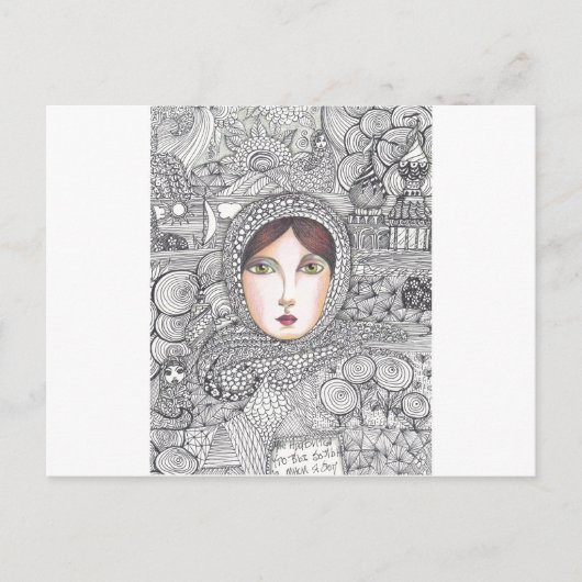 russische vrouw briefkaart (Voorkant)