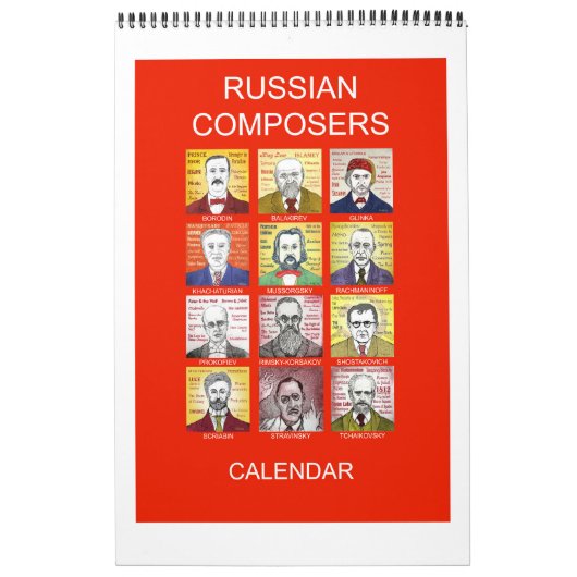 RUSSISCHE Wandkalender voor COMPOSERS Kalender (Hoes)