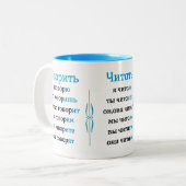 Russische werkwoorden vervoeging praktijk tweekleurige koffiemok (Voorkant links)