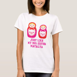 Russische zus poppen roze personaliseren t-shirt
