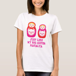 Russische zus poppen roze personaliseren t-shirt