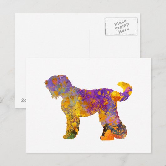 Russische Zwarte Terrier 01 in waterverf 2 Briefkaart (Voorkant / Achterkant)