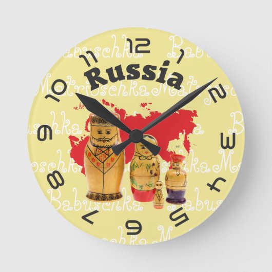 Russland - Russia Babuschka - Matrjoschka Wanduhr Ronde Klok (Voorkant)