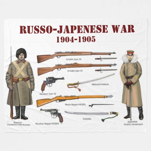 RUSSO-JAPENESE OORLOG FLEECE DEKEN (Voorkant (Horizontaal))