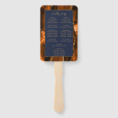 Rust Agaat Marine Blauw Goud Script Bruiloft Progr Handwaaier (Achterkant)
