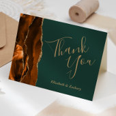 Rust Agate Gold Emerald Green Wedding Hartelijk da Kaart