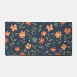 Rust and Coral Daisy Field on Navy Blue Bureaumat