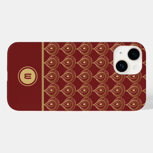 Rust and Gold Boho Monogram Pattern Case-Mate iPhone Case (Achterkant (horizontaal))