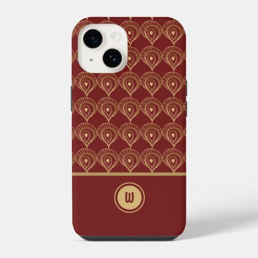 Rust and Gold Boho Monogram Pattern iPhone Hoesje (Achterkant)