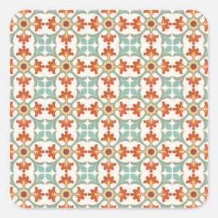 Rust and Gold Patterned Moroccan Tegel Vierkante Sticker
