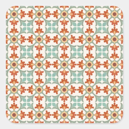 Rust and Gold Patterned Moroccan Tegel Vierkante Sticker (Voorkant)