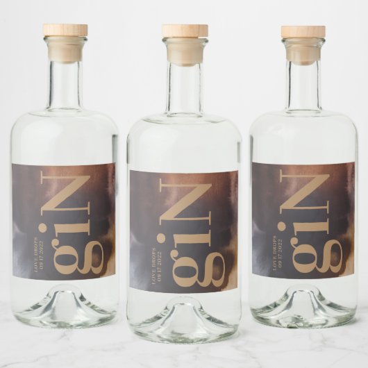 Rust Art Big Monogram Modern Bold Simple Wedding Likeurfles Etiket (Flessen)