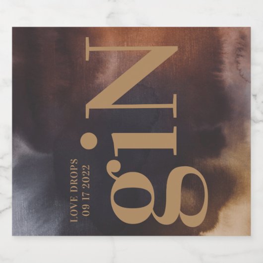 Rust Art Big Monogram Modern Bold Simple Wedding Likeurfles Etiket (Enkel label)