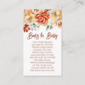 Rust Beige Bloemen Baby shower Boeken voor Baby Informatiekaartje (Voorkant)