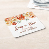 Rust Beige Bloemen Geslachtsneutraal Baby shower Kartonnen Onderzetters (Schuin)