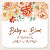Rust Beige Bloemen Geslachtsneutraal Baby shower Kartonnen Onderzetters (Voorkant)