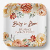 Rust Beige Bloemen Geslachtsneutraal Baby shower Papieren Bordje (Voorkant)