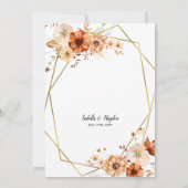 Rust Beige Bloemen Goud Lijst bruiloft Kaart (Achterkant)