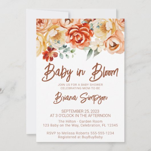 Rust Beige Bloemneutraal Baby shower Kaart (Voorkant)