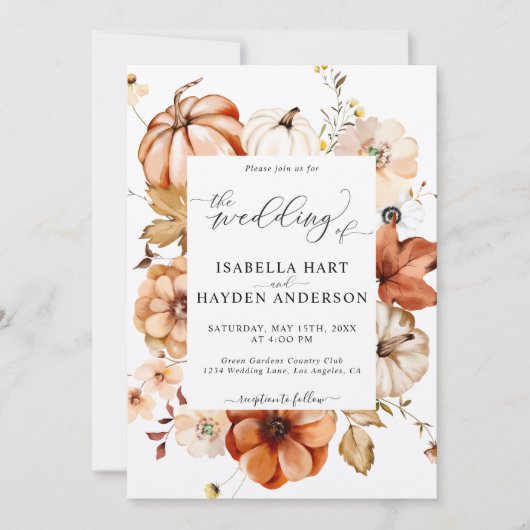 Rust Beige Herfst Alles in één QR Code Lichte brui Kaart (Voorkant)