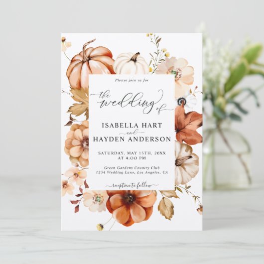 Rust Beige Herfst Alles in één QR Code Lichte brui Kaart (Staand voorkant)