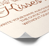 Rust Beige Vrijgezellenfeest Guess Kusses spel Poster (Hoek)