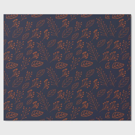 Rust bladeren en takken op donkerblauw A Cadeaupapier (Vlak)