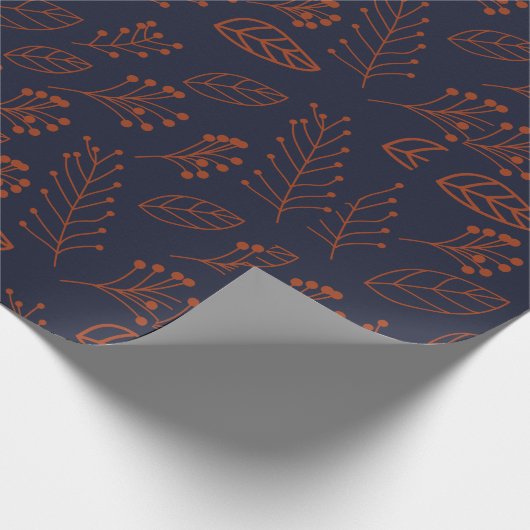 Rust bladeren en takken op donkerblauw A Cadeaupapier (Hoek)