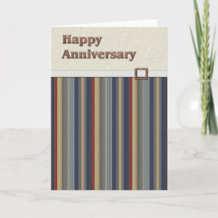 Rust & Blauwe Strepen met Kopergesp Jubileum Kaart