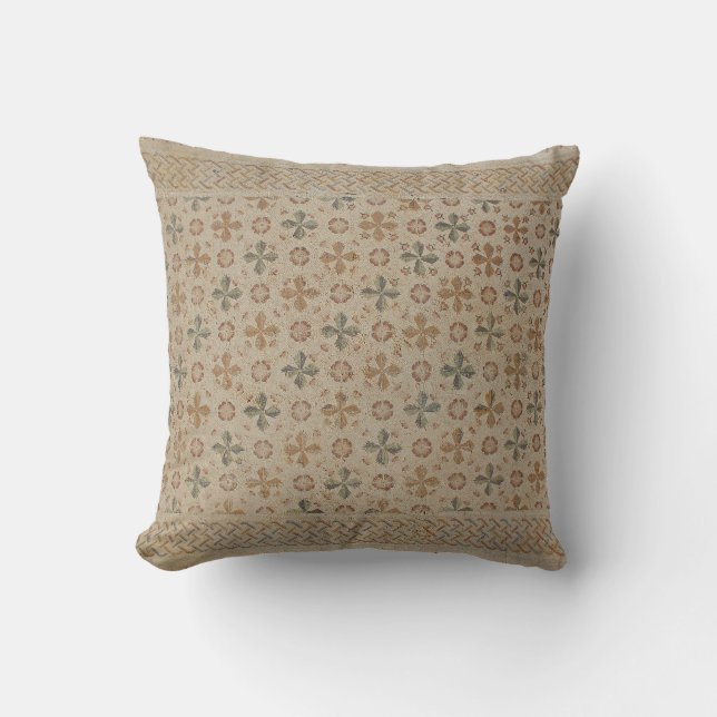 Rust, Blauwgroen en Tan Tile Pillow Kussen (Voorkant)