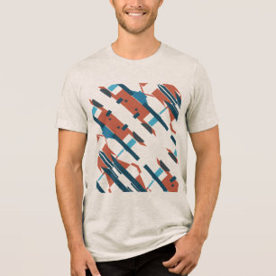 Rust Blauwgroen Turquoise Slanted Southwest Art-ge Tri-Blend Shirt