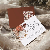 Rust Bloemen Script QR Code Trouwdetails Informatiekaartje