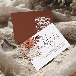 Rust Bloemen Script QR Code Trouwdetails Informatiekaartje