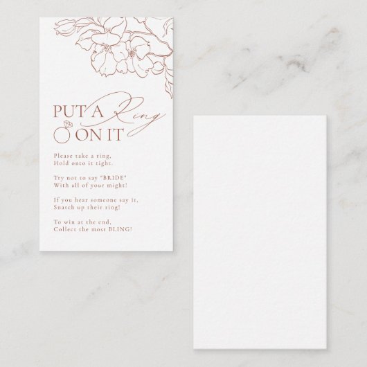 Rust bloemenzet een ring op het vrijgezellenfeest  informatiekaartje (Voorkant / Achterkant)