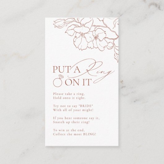 Rust bloemenzet een ring op het vrijgezellenfeest  informatiekaartje (Voorkant)