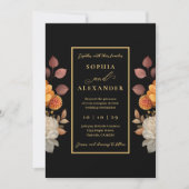 Rust & Bloom Herfst Bloemen Ingelijste bruiloft Kaart (Voorkant)