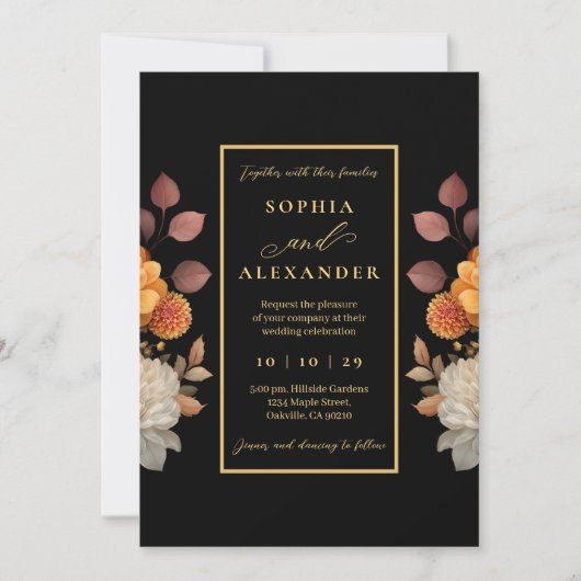 Rust & Bloom Herfst Bloemstuk Ingelijste Trouw- Kaart (Voorkant)