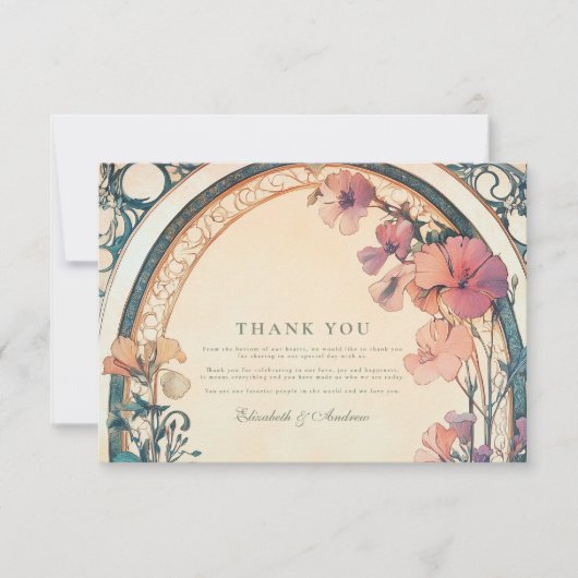 Rust Blue Bloom bruiloft Bedankkaart (Voorkant)