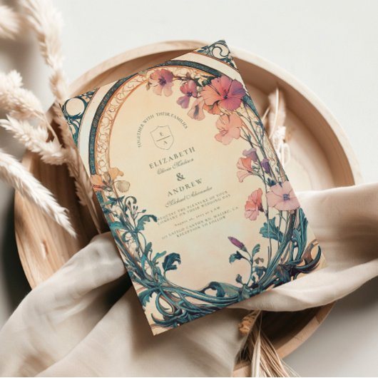 Rust Blue Bloom bruiloft Kaart